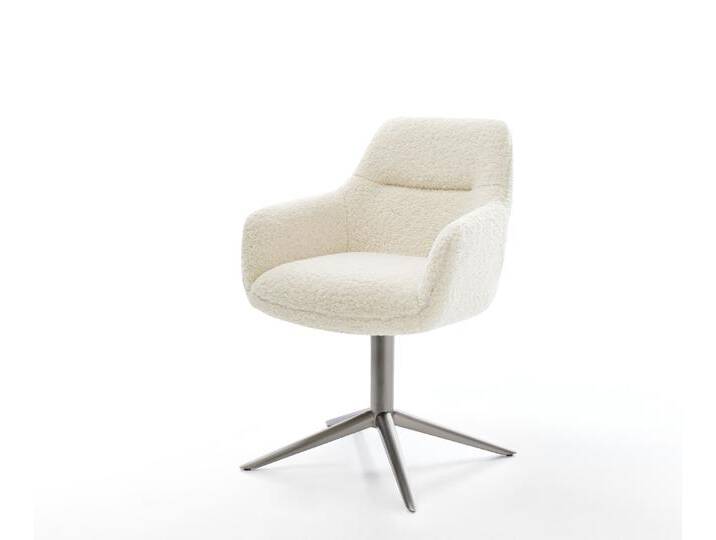 Drehstuhl Pejo-Flex Teddystoff Beige Fußkreuz Graphit 360° drehbar Wippfunktion Taschenfederkern, Esszimmerstühle von Delife