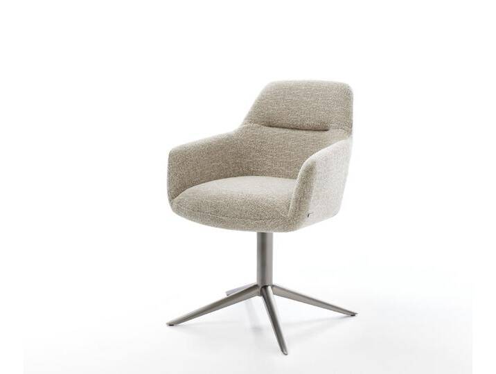 Drehstuhl Pejo-Flex Webstoff Soft Beige Fußkreuz Graphit 360° drehbar Wippfunktion Taschenfederkern, Esszimmerstühle von Delife