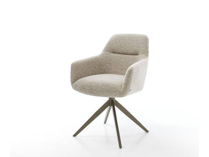 Drehstuhl Pejo-Flex Webstoff Soft Beige Kreuzgestell breit Effektfinish Titan 360° drehbar Wippfunktion Taschenfederkern, Esszimmerstühle von Delife