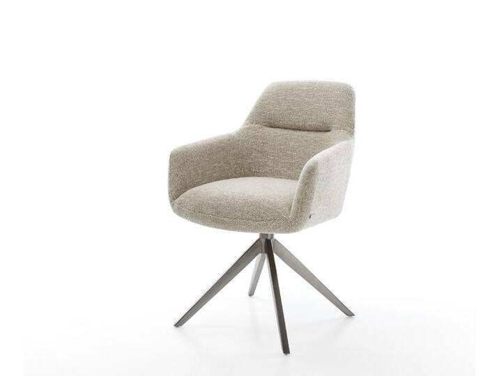 Drehstuhl Pejo-Flex Webstoff Soft Beige Kreuzgestell breit Graphit 360° drehbar Wippfunktion Taschenfederkern, Esszimmerstühle von Delife