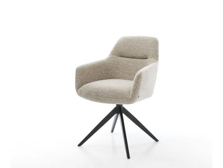 Drehstuhl Pejo-Flex Webstoff Soft Beige Kreuzgestell breit Schwarz 360° drehbar Wippfunktion Taschenfederkern, Esszimmerstühle von Delife