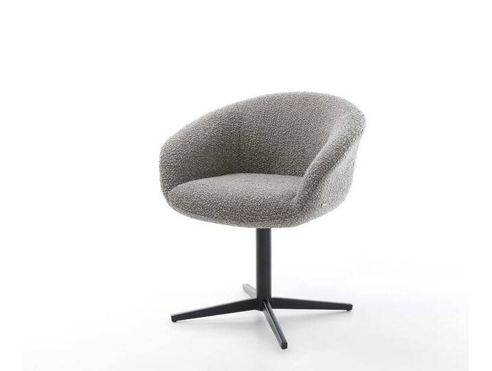 Drehstuhl Vinka-Flex mit Armlehnen Bouclé Silbergrau Fußkreuz Schwarz 360° drehbar Taschenfederkern, Esszimmerstühle Drehstuhl Vinka-Flex mit Armlehnen Bouclé Silbergrau Fußkreuz Schwarz 360° drehbar Taschenfederkern, Esszimmerstühle von Delife