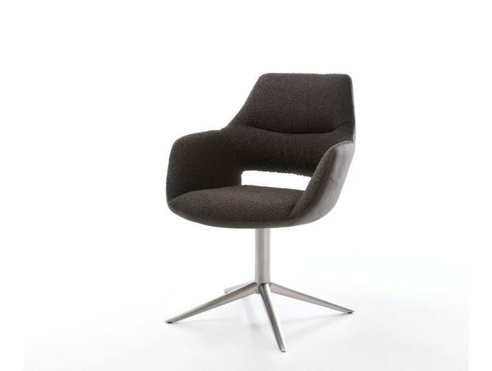 Drehstuhl Yago-Flex mit Armlehnen Materialmix Schwarz Fußkreuz Edelstahl 360° drehbar Wippfunktion Taschenfederkern, Esszimmerstühle Drehstuhl Yago-Flex mit Armlehnen Materialmix Schwarz Fußkreuz Edelstahl 360° drehbar Wippfunktion Taschenfederkern, Esszimmerstühle von Delife