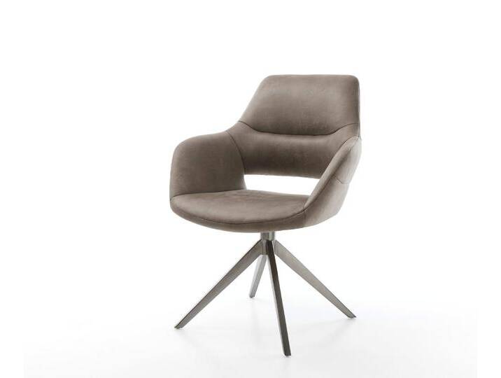 Drehstuhl Yago-Flex mit Armlehnen Mikrofaser Taupe Vintage Kreuzgestell breit Graphit 360° drehbar Wippfunktion Taschenfederkern, Esszimmerstühle Drehstuhl Yago-Flex mit Armlehnen Mikrofaser Taupe Vintage Kreuzgestell breit Graphit 360° drehbar Wippfunktion Taschenfederkern, Esszimmerstühle von Delife