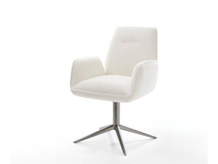Drehstuhl Zoa-Flex Bouclé Soft Beige Fußkreuz Graphit 360° drehbar Wippfunktion Taschenfederkern, Esszimmerstühle von Delife