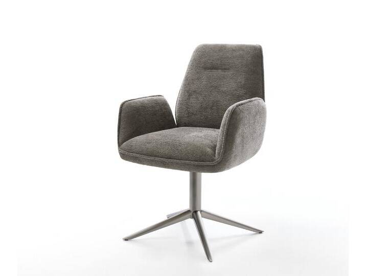 Drehstuhl Zoa-Flex Bouclé Soft Schlamm Fußkreuz Graphit 360° drehbar Wippfunktion Taschenfederkern, Esszimmerstühle von Delife