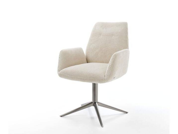 Drehstuhl Zoa-Flex Cord Beige Fußkreuz Graphit 360° drehbar Wippfunktion Taschenfederkern, Esszimmerstühle von Delife