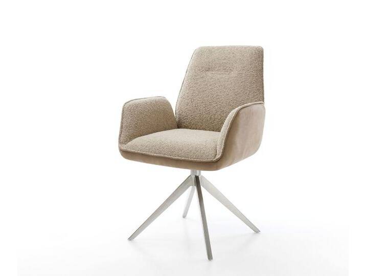 Drehstuhl Zoa-Flex Materialmix Schlamm Kreuzgestell breit Edelstahl 360° drehbar Taschenfederkern, Esszimmerstühle von Delife