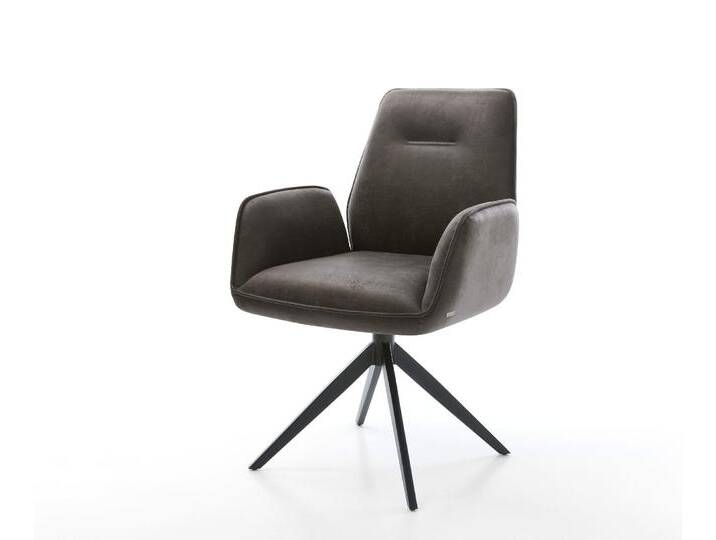 Drehstuhl Zoa-Flex Mikrofaser Anthrazit Vintage Kreuzgestell breit Schwarz 360° drehbar Wippfunktion Taschenfederkern, Esszimmerstühle von Delife