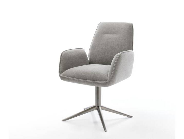 Drehstuhl Zoa-Flex Strukturstoff Soft Grau Fußkreuz Graphit 360° drehbar Wippfunktion Taschenfederkern, Esszimmerstühle von Delife