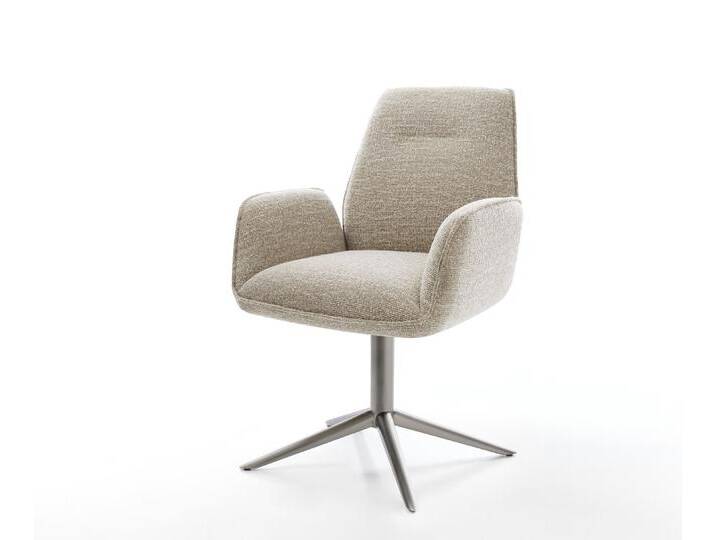 Drehstuhl Zoa-Flex Webstoff Soft Beige Fußkreuz Graphit 360° drehbar Wippfunktion Taschenfederkern, Esszimmerstühle von Delife