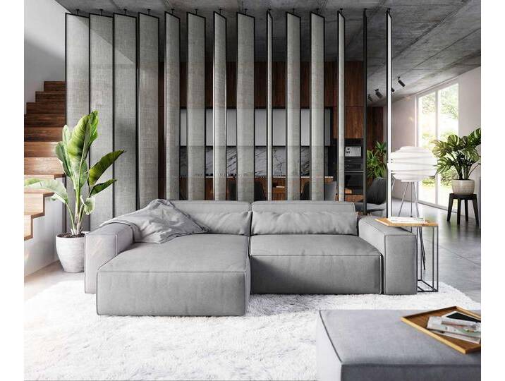 Ecksofa Sirpio XL 270x170 cm Mikrofaser Grau Recamiere variabel mit Hocker, Ecksofas von Delife