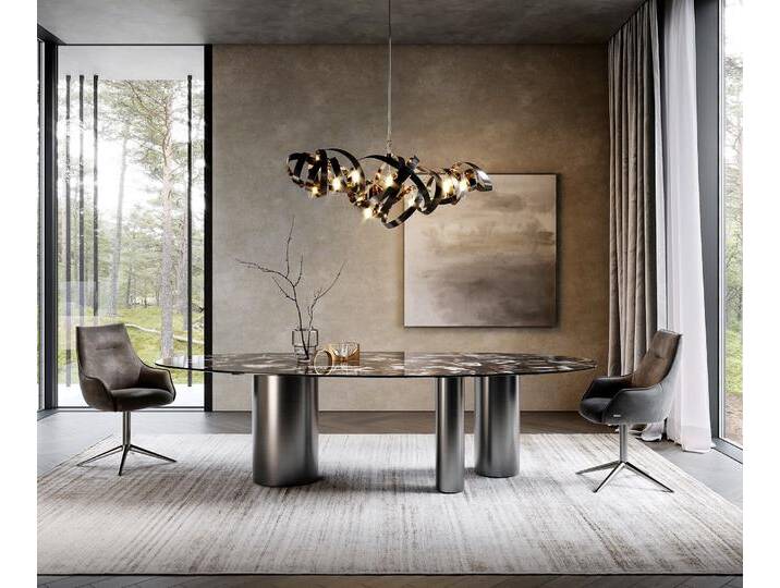 Esstisch Edge Oval 280x130 Keramik Iris FMG Agatablack Troa Edelstahl Graphit, Esstische Esstisch Edge Oval 280x130 Keramik Iris FMG Agatablack Troa Edelstahl Graphit, Esstische von Delife