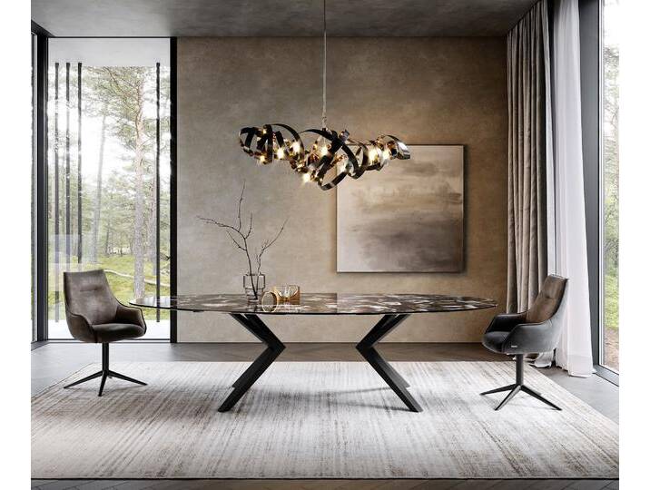 Esstisch Edge Oval 280x130 Keramik Iris FMG Agatablack Zenthara kantig Metall Schwarz, Esstische Esstisch Edge Oval 280x130 Keramik Iris FMG Agatablack Zenthara kantig Metall Schwarz, Esstische von Delife