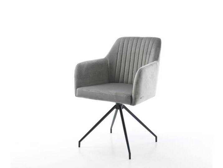 Drehstuhl Greg-Flex Samt Grau Kreuzgestell konisch Schwarz 180° drehbar, Esszimmerstühle Drehstuhl Greg-Flex Samt Grau Kreuzgestell konisch Schwarz 180° drehbar, Esszimmerstühle von Delife