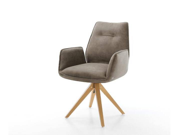 Esszimmerstuhl Zoa-Flex Mikrofaser Taupe Vintage Holzgestell kantig Natur Taschenfederkern, Esszimmerstühle von Delife