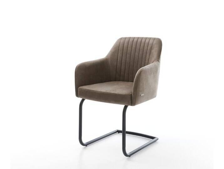 Freischwinger Greg-Flex Mikrofaser Taupe Vintage Freischwinger rund Schwarz Taschenfederkern, Esszimmerstühle Freischwinger Greg-Flex Mikrofaser Taupe Vintage Freischwinger rund Schwarz Taschenfederkern, Esszimmerstühle von Delife