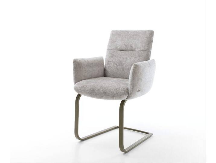 Freischwinger Jova-Flex mit Armlehnen Chenille Silbergrau Freischwinger flach Effektfinish Titan Taschenfederkern, Esszimmerstühle Freischwinger Jova-Flex mit Armlehnen Chenille Silbergrau Freischwinger flach Effektfinish Titan Taschenfederkern, Esszimmerstühle von Delife