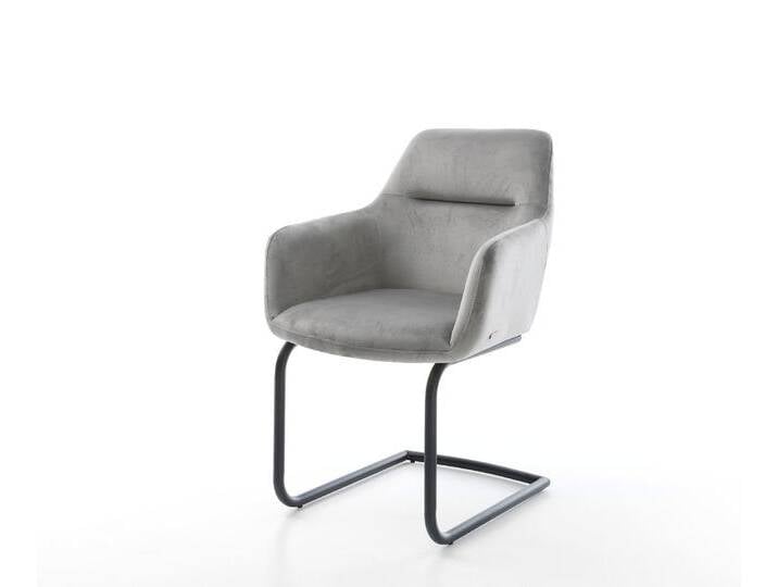 Freischwinger Pejo-Flex Samt Grau Freischwinger rund Schwarz Taschenfederkern, Esszimmerstühle Freischwinger Pejo-Flex Samt Grau Freischwinger rund Schwarz Taschenfederkern, Esszimmerstühle von Delife