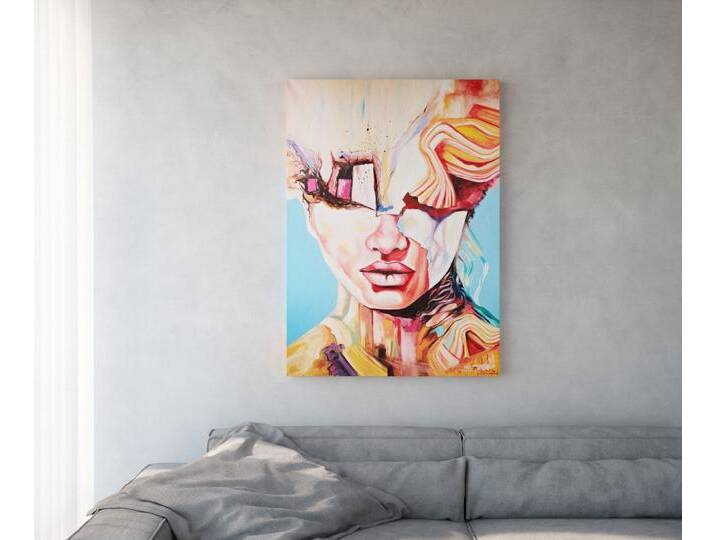 Gemälde Expression Mehrfarbig 100x140 cm Acryl auf Leinwand, Dekoartikel von Delife