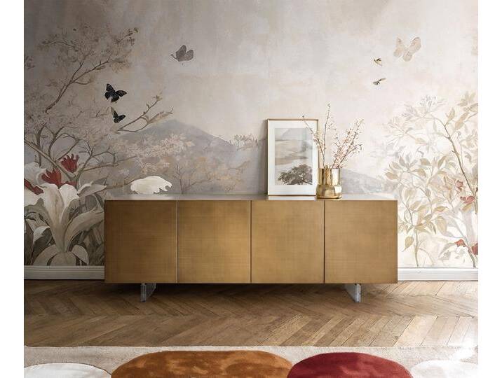 Sideboard Aira 200 cm Metallic Gold 4 Türen Acrylfuß, Sideboards von Delife