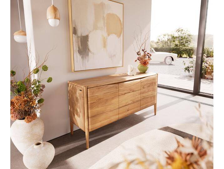 Sideboard Simcha 145 cm Akazie Natur 2 Türen 3 Schubladen, Sideboards von Delife
