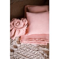 Musselin Boho Bettwäsche-Set in Voller Größe Musselin-Bettwäsche Boho-Bettwäsche Dusty Rose Rosa Bettbezug Spannbettlaken Kissenbezüge von DelightByOksana