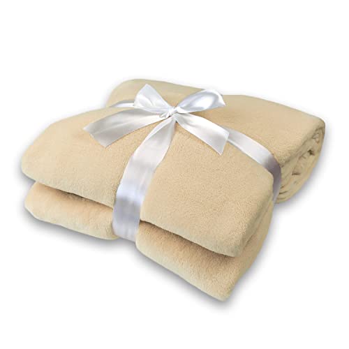 Kuscheldecke Roma Soft beige, Microfaser Fleece-Decke in 150x200 cm, flauschig weiche Wohndecke in trendigen Farben von Delindo Lifestyle