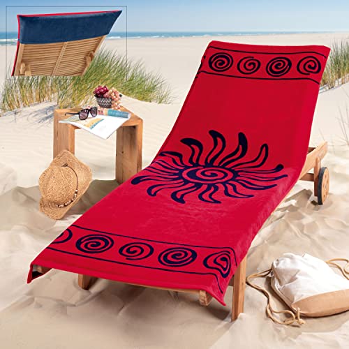 Delindo Lifestyle Frottee Bezug für Gartenliege Tropical Sun Red, Schonbezug für Sonnenliegen, Liegenauflage aus 100% Baumwolle, 83x200 cm von Delindo Lifestyle