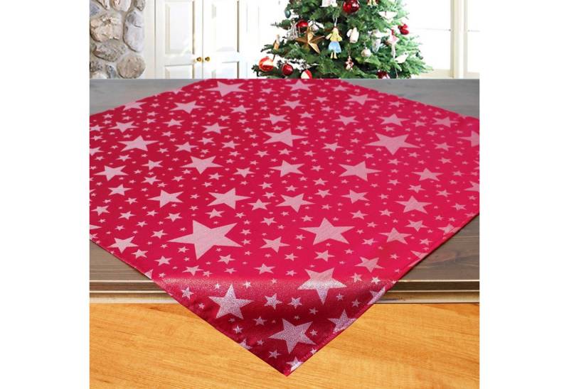 Delindo Lifestyle Mitteldecke Christsterne (1-tlg), Jacquard mit Lurexsternen von Delindo Lifestyle