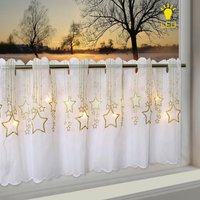 Delindo Lifestyle Scheibengardine "STERNENREGEN" Stangendurchzug 1 Stk. tlg. HxB: 45x115, mit LED-Beleuchtung von Delindo Lifestyle