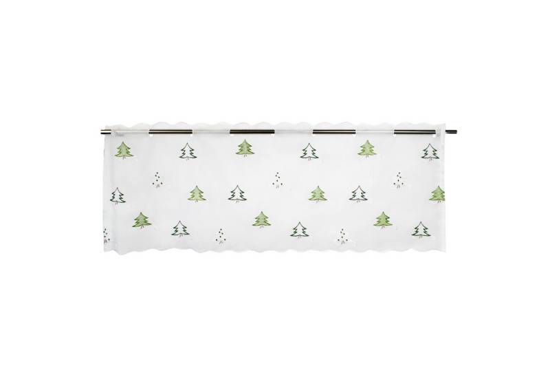 Delindo Lifestyle Scheibengardine Scheibengardine mit schlaufen Tannenbäume 45x150 cm weiß, Stangendurchzug (1 St), halbtransparent, bestickt von Delindo Lifestyle