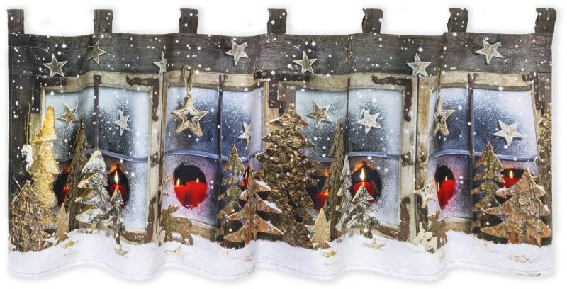 Delindo Lifestyle Scheibengardine Winterlandschaft, Schlaufen (1 St), blickdicht, Microfaser, mit Schlaufenaufhängung, für die Küche von Delindo Lifestyle