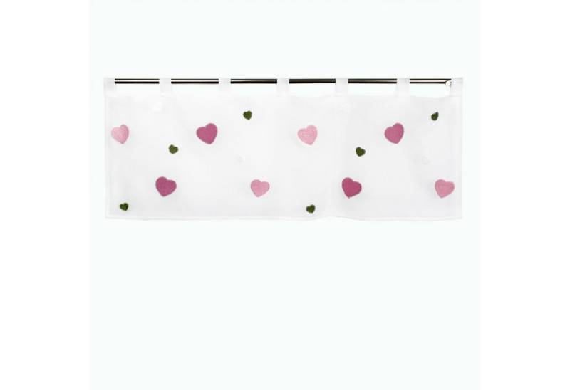 Delindo Lifestyle Scheibengardine bunte Herzen, Kinderzimmer Bistrogardine, Schlaufen (1 St), halbtransparent, Store von Delindo Lifestyle