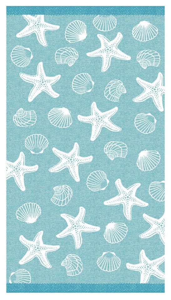 Delindo Lifestyle Strandtuch MIAMI, Frottee, Baumwolle, Frottier (1-St), mit Muschelmotiv in 3-D-Optik von Delindo Lifestyle