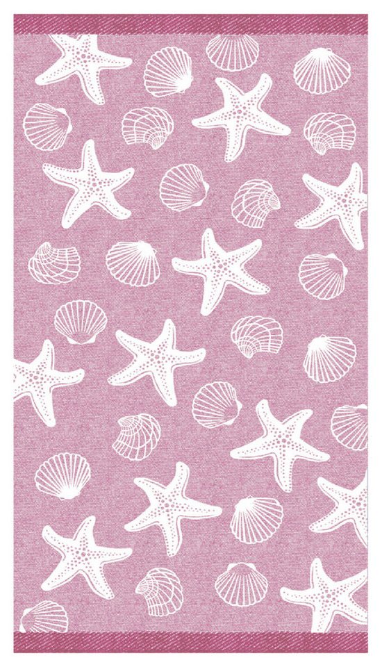 Delindo Lifestyle Strandtuch MIAMI, Frottee, Baumwolle, Frottier (1-St), mit Muschelmotiv in 3-D-Optik von Delindo Lifestyle