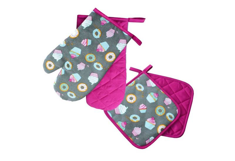 Delindo Lifestyle Topfhandschuhe und Topflappen, Ofenhandschuhe, (4-tlg), Hitzebeständig bis 250 °C für maximal 15 Sekunden von Delindo Lifestyle