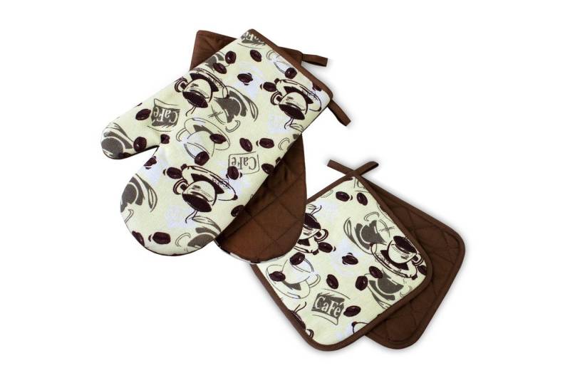 Delindo Lifestyle Topfhandschuhe und Topflappen, Ofenhandschuhe, (4-tlg), Hitzebeständig bis 250 °C für maximal 15 Sekunden von Delindo Lifestyle