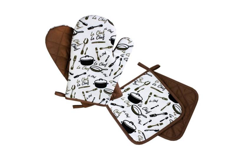 Delindo Lifestyle Topfhandschuhe und Topflappen, Ofenhandschuhe, (4-tlg), Hitzebeständig bis 250 °C für maximal 15 Sekunden von Delindo Lifestyle