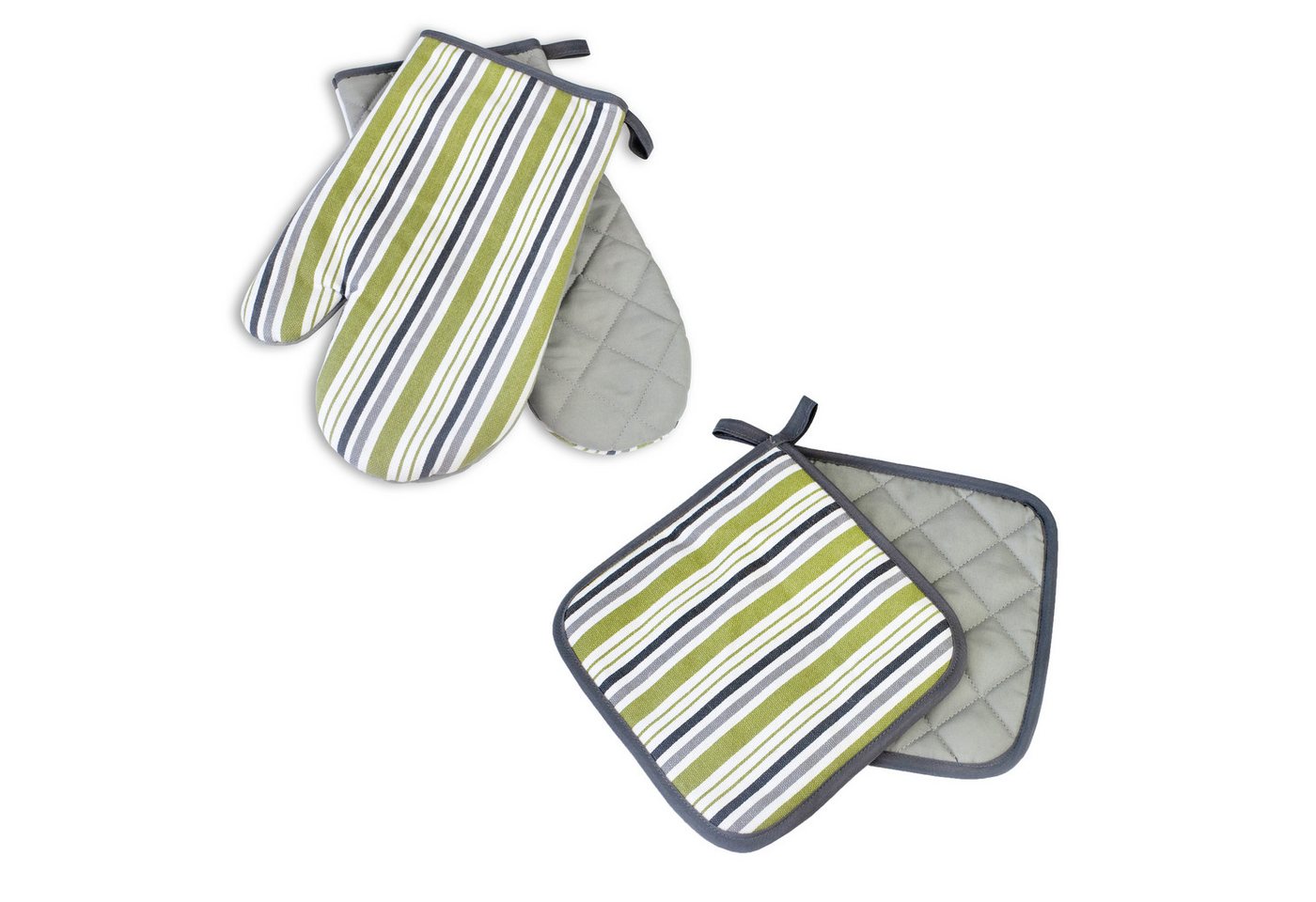 Delindo Lifestyle Topfhandschuhe Ofenhandschuhe/Topflappen, (4er Sparset, 4-tlg., bestehend aus 2x Ofenhandschuh + 2x Topflappen), Hitzebeständig bis 250 °C für maximal 15 Sekunden von Delindo Lifestyle