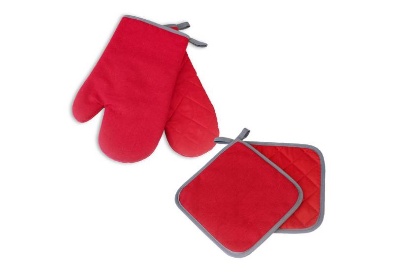 Delindo Lifestyle Topfhandschuhe Ofenhandschuhe, Topflappen, (4er Sparset, 4-tlg., bestehend aus 2x Ofenhandschuh + 2x Topflappen), Hitzebeständig bis 250 °C für maximal 15 Sekunden von Delindo Lifestyle
