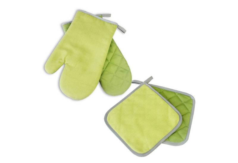 Delindo Lifestyle Topfhandschuhe Ofenhandschuhe, Topflappen, (4er Sparset, 4-tlg., bestehend aus 2x Ofenhandschuh + 2x Topflappen), Hitzebeständig bis 250 °C für maximal 15 Sekunden von Delindo Lifestyle