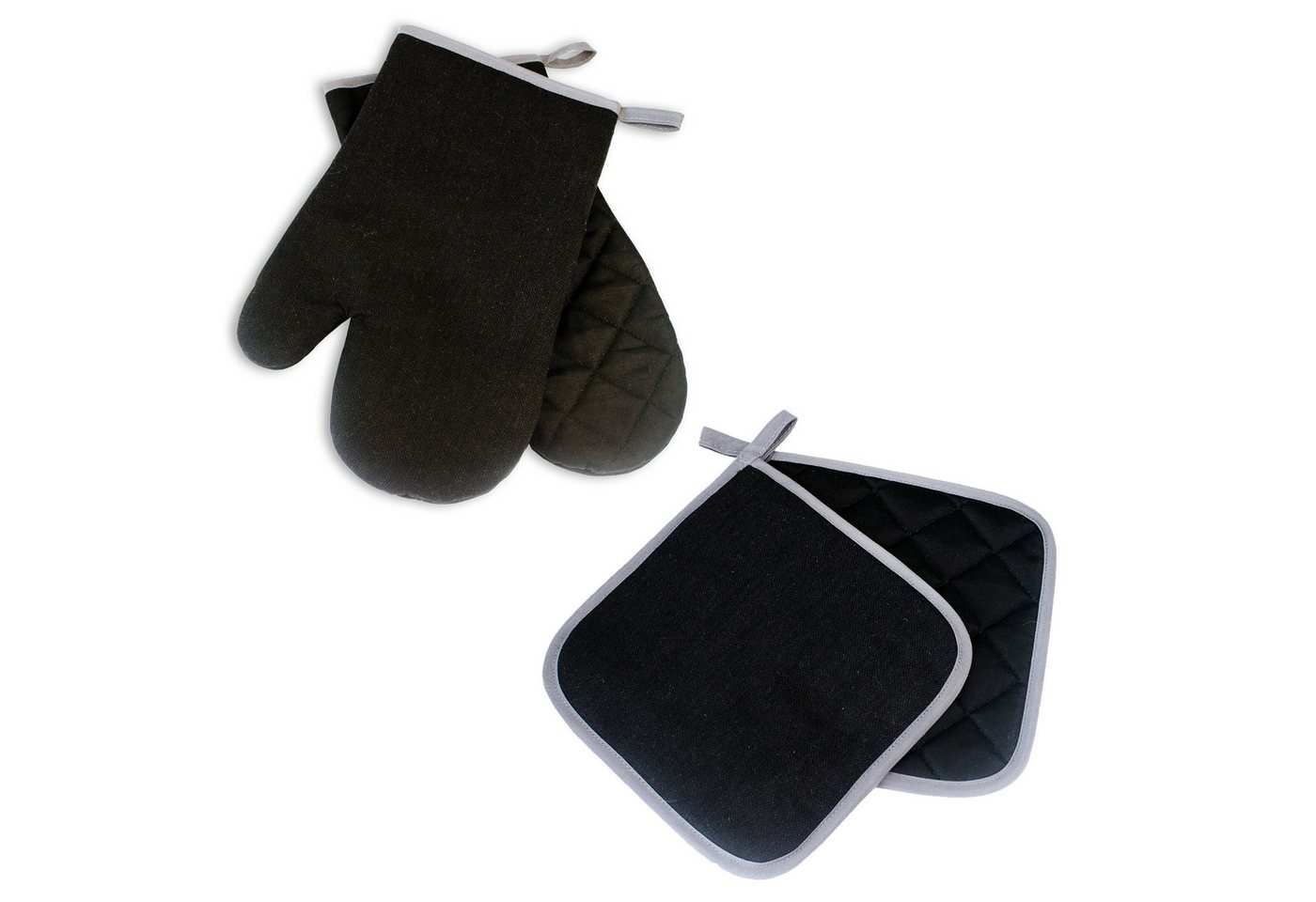 Delindo Lifestyle Topfhandschuhe Ofenhandschuhe/Topflappen, (4er Sparset, 4-tlg., bestehend aus 2x Ofenhandschuh + 2x Topflappen), Hitzebeständig bis 250 °C für maximal 15 Sekunden von Delindo Lifestyle
