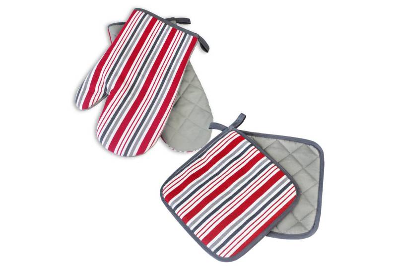 Delindo Lifestyle Topfhandschuhe Ofenhandschuhe, Topflappen, (4er Sparset, 4-tlg., bestehend aus 2x Ofenhandschuh + 2x Topflappen), Hitzebeständig bis 250 °C für maximal 15 Sekunden von Delindo Lifestyle