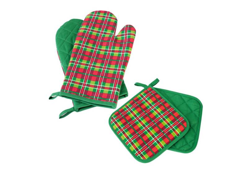 Delindo Lifestyle Topfhandschuhe Ofenhandschuhe, Topflappen, (4er Sparset, 4-tlg., bestehend aus 2x Ofenhandschuh + 2x Topflappen), Hitzebeständig bis 250 °C für maximal 15 Sekunden von Delindo Lifestyle