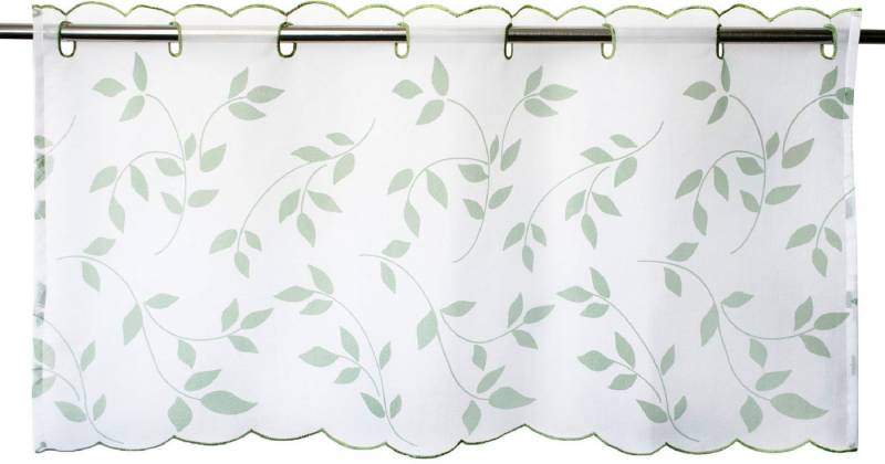 Delindo Lifestyle Scheibengardine Blätter, Stangendurchzug (1 St), transparent, Voile, mit Stangendurchzug für die Küche von Delindo Lifestyle