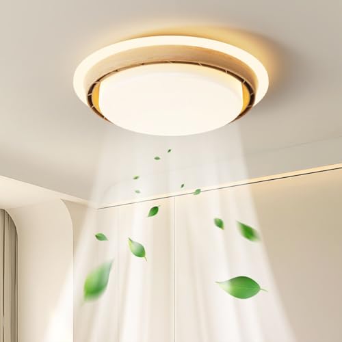 Deckenventilator mit Beleuchtung und Fernbedienung, Deckenlampe mit Ventilator, Dimmbare LED Deckenleuchte mit Ventilator, ventilator mit licht, für Schlafzimmer Esszimmer Kücheninsel (Holz) von Deliouay