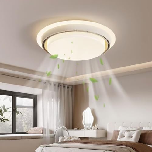 Deckenventilator mit Beleuchtung und Fernbedienung, Deckenlampe mit Ventilator, Dimmbare LED Deckenleuchte mit Ventilator, ventilator mit licht, für Schlafzimmer Esszimmer Kücheninsel (Weiß) von Deliouay