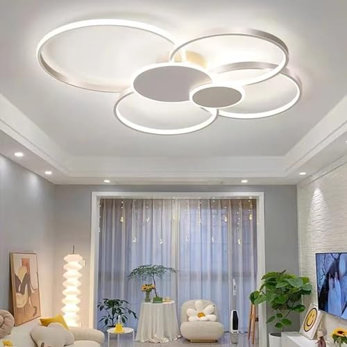 Moderne LED-Deckenleuchte, Dimmbar mit Fernbedienung Schwarze Kronleuchter, halbbündige Deckenbeleuchtung, Für Schlafzimmer Wohnzimmer Küche Esszimmer Büro LED Deckenlampe (weiß, L100cm) von Deliouay
