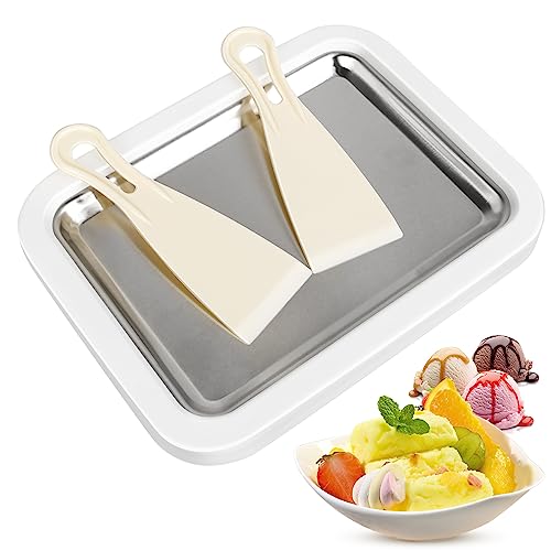 Eiscreme Roller Maker Pan mit 2 Spateln, schnelle Produktion DIY Handcraft Edelstahl Eiscreme Maker für hausgemachte gerollte Eiscreme, gefrorener Joghurt, Gelato von Delisouls